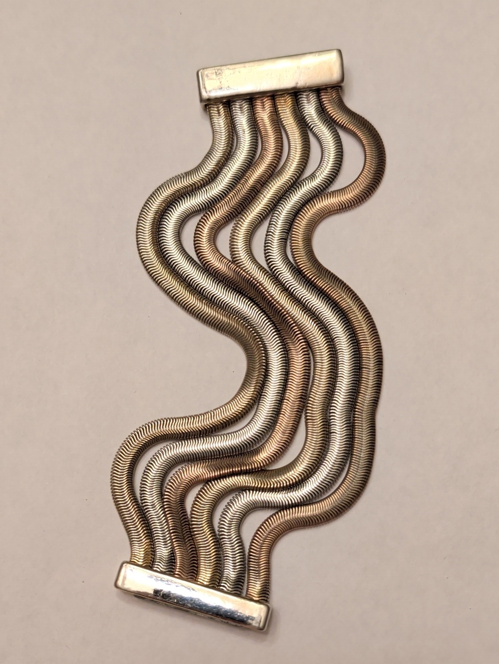 Multi-Row Metal Bracelet in Silver & Rose Gold Tones